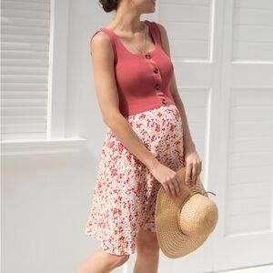 Seraphine Coral Pink Double Layer Maternity Dress